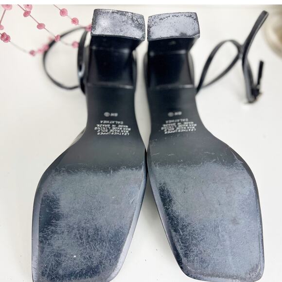 Enzo Angiolini Calathea Patent Leather Ankle Strap Block Heel Sandals Black 8 M - Picture 10 of 14